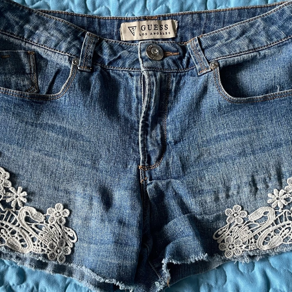 Guess Denim Shorts with Lace Detail